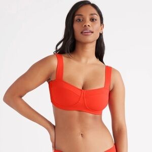 NWT Knix Swim Balcony Cup Bikini Top in Orange Zest Size L